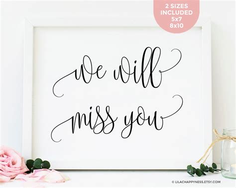 We Will Miss You Printable Sign